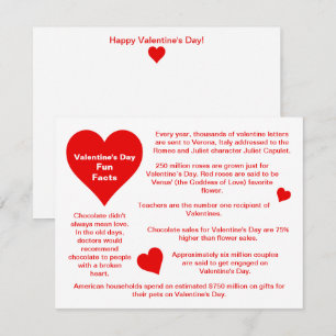Red Hearts Fun Facts Valentine's Day Card