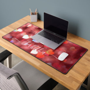 Red Hearts Glitter Desk Mat