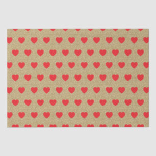 Red Hearts, Gold Glitter Sparkles Tissue Paper