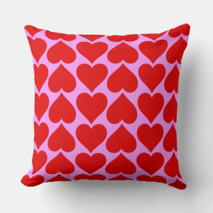 Red Hearts Gone Wild Throw Pillow
