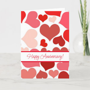 Red Hearts Happy Anniversary Card