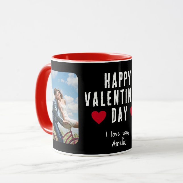 Red Hearts Happy Valentine's Day Boyfriend 2 Photo Mug (Front Left)