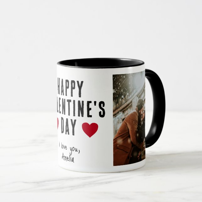 Red Hearts Happy Valentine's Day Boyfriend 2 Photo Mug (Front Right)