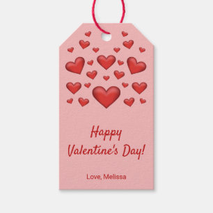 Red Hearts Happy Valentine's Day & Custom Text Gift Tags