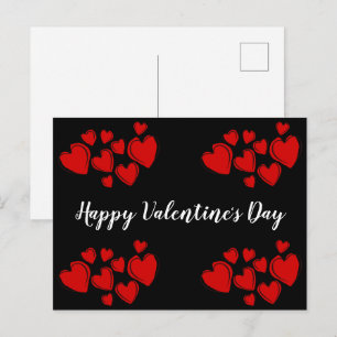 Red Hearts Happy Valentine's Day Holiday Postcard