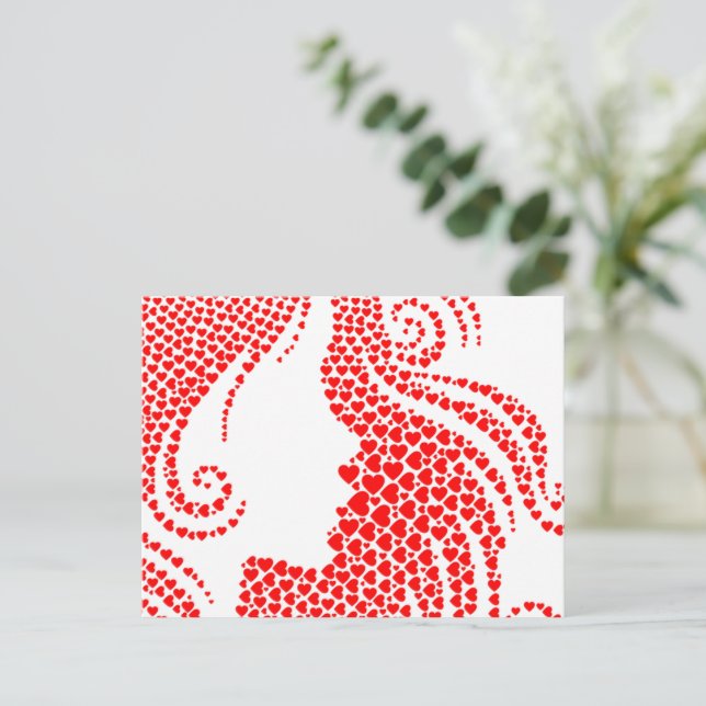 Red Hearts Happy Valentine's Day Postcard (Standing Front)