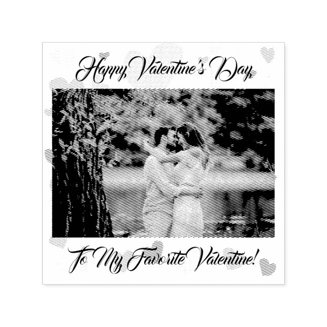 Red Hearts Happy Valentine's Photo Valentine's Day Self-inking Stamp (Design)