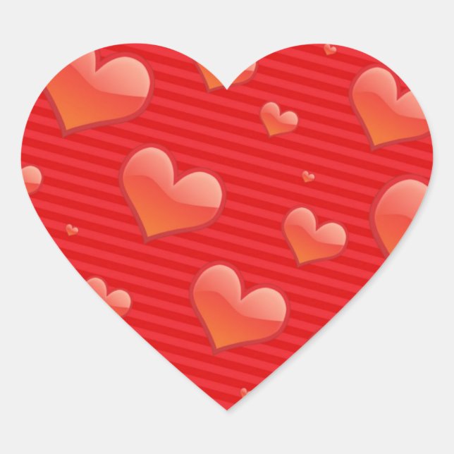 Red Hearts. Heart Sticker (Front)