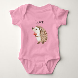 Red Hearts Hedgehog Baby Bodysuit