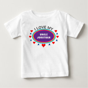 Red Hearts I Love My Uncle or Anyone Baby T-Shirt