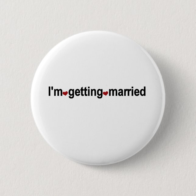 Red Hearts I'm Getting Married 2 Inch Round Button (Front)