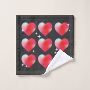 Red hearts in black hitech valentine's day wash cloth