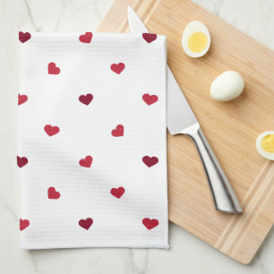 Red Hearts Kitchen Towel