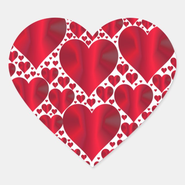 Red Hearts Lace Design on White Background  Heart  Heart Sticker (Front)
