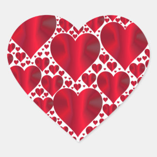 Red Hearts Lace Design on White Background Heart Sticker