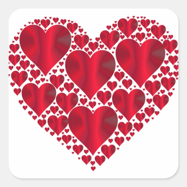 Red Hearts Lace Design Square Sticker (Front)