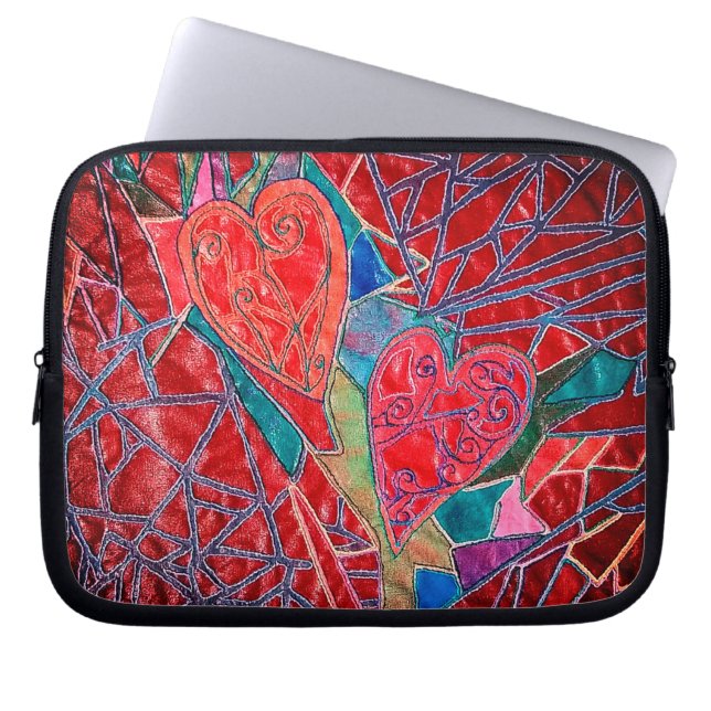 Red hearts laptop sleeve (Front)
