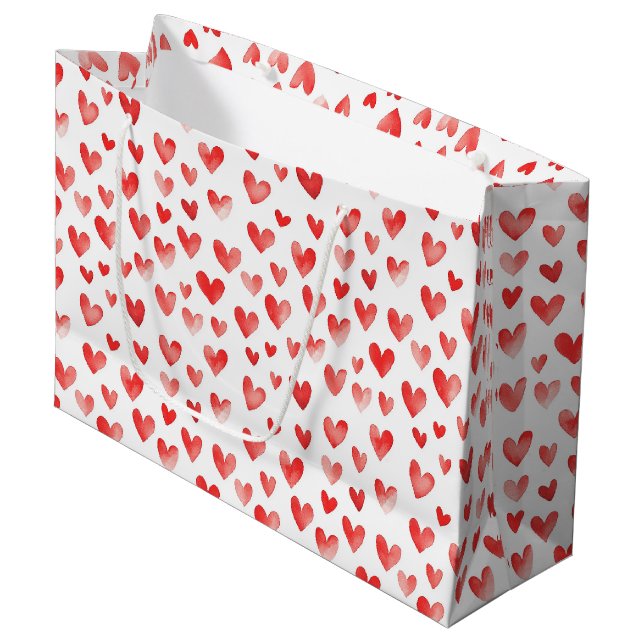 Red Hearts Large Gift Bag (Front Angled)