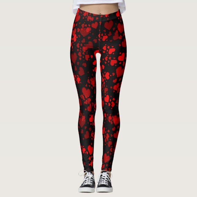 red hearts Leggings modern trendy pattern elegant (Front)