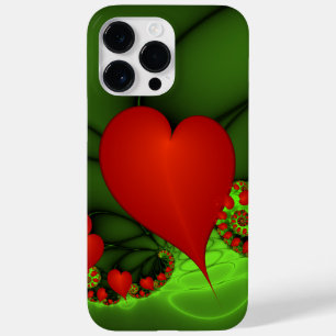 Red Hearts Lime Green Modern Abstract Fractal Art Case-Mate iPhone 14 Pro Max Case