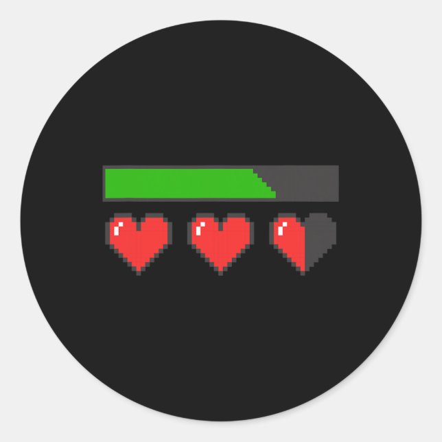 Red hearts Loading Like A Video Game Valentines Gr Classic Round Sticker (Front)