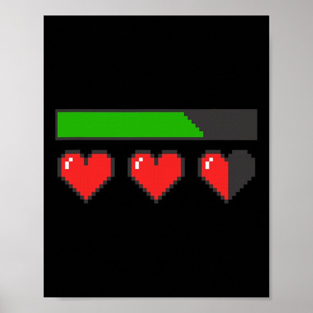 Red hearts Loading Like A Video Game Valentines Gr Poster (Front)