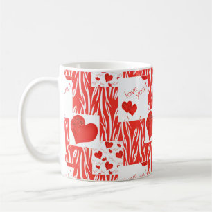 Red hearts, love. coffee mug