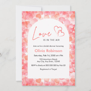 Red Hearts Love is in the Air Bridal Shower  Invitation