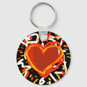 red hearts, love keychain