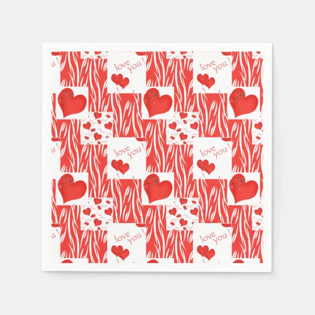Red hearts, love. napkin (Front)