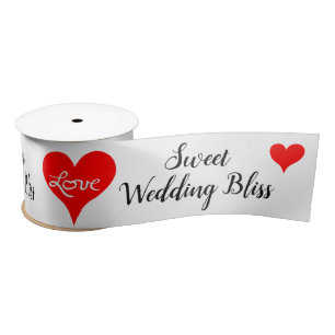 Red Hearts Love Sweet Wedding Bliss 3 INCH Satin Ribbon