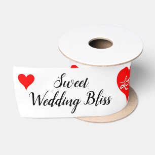 Red Hearts Love Sweet Wedding Bliss Satin Ribbon
