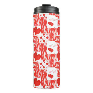 Red hearts, love. thermal tumbler