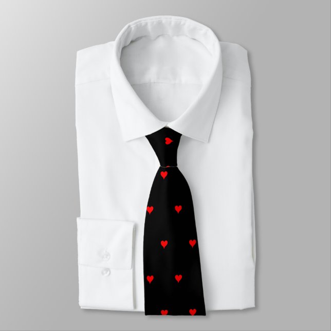 Red Hearts Love Valentine Tie (Tied)