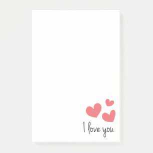 Red Hearts Love You  Wedding, Party, Bridal Shower Post-it Notes