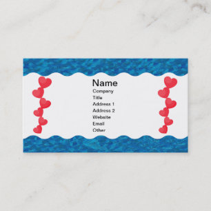 Red Hearts Mermaid Green Tail Shades of Blue Business Card