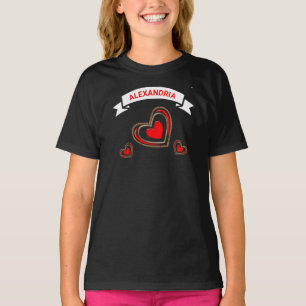  Red Hearts Modern Love Trendy Fun Personalize T-Shirt