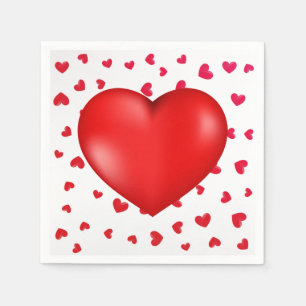 Red hearts modern simple Valentine love Napkin