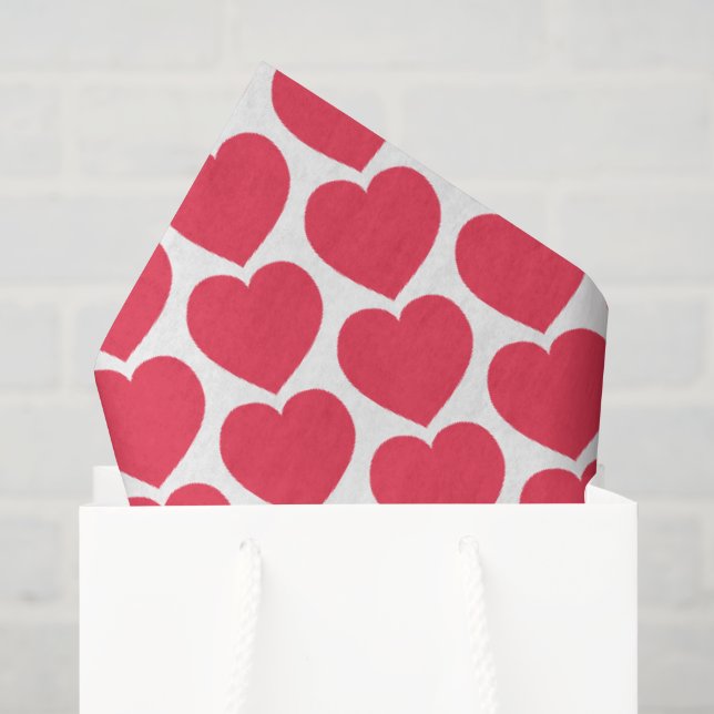Red Hearts Modern Sweet Love Notes Fun Tissue Paper (Gift Bag)