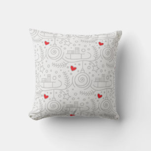 Red Hearts Modern Whimsical Rustic Holiday Throw Pillow