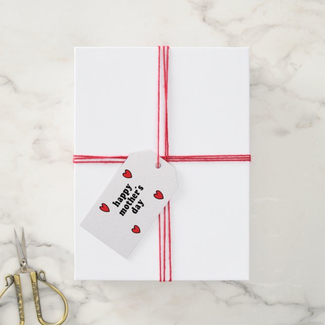 Red hearts mother's day gift tags (With Twine)
