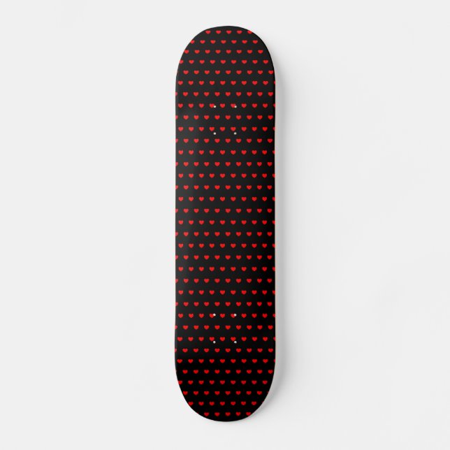 Red Hearts Motif sur skateboard noir (Recto)