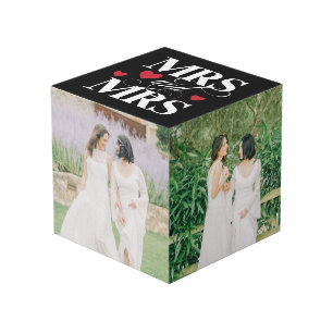 Red Hearts Mrs and Mrs Wedding Photos Cube
