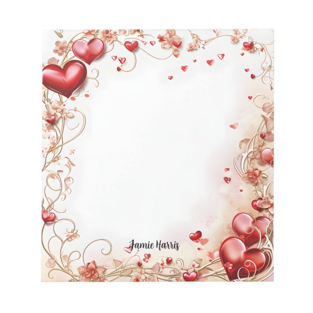 Red Hearts Notepad (Front)