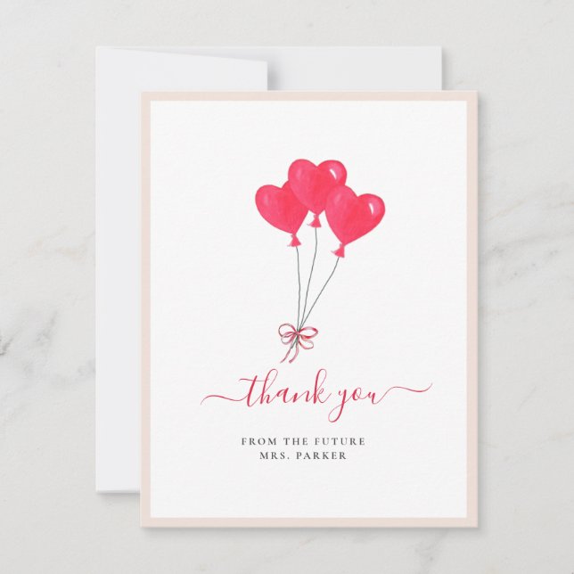 Red Hearts nuptiale douche plat Carte de remerciem (Devant)