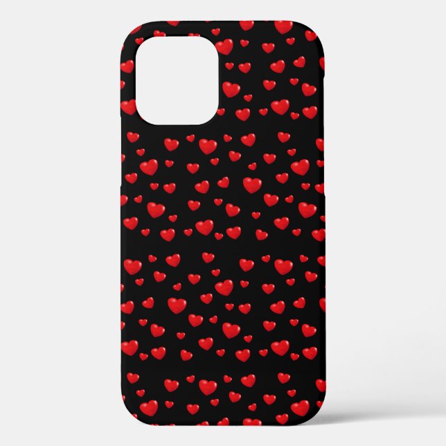 red hearts on black Case-Mate iPhone case (Back)