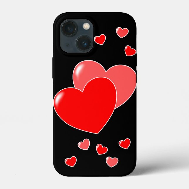 Red Hearts on Black - Cute  Case-Mate iPhone Case (Back)