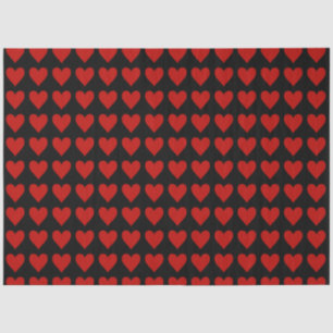 Red Hearts on Black Tissue Paper