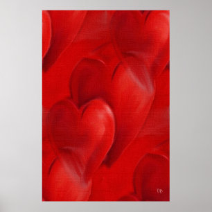 Red Hearts on Canvas Posters