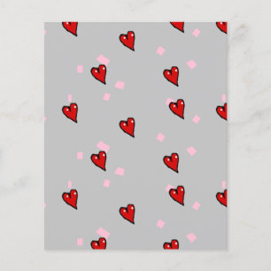 Red hearts on grey